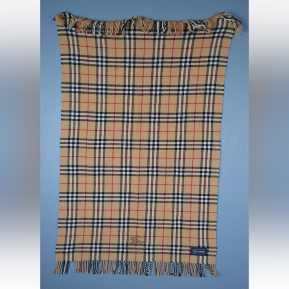 Burberrys Checked Vintage 100% Wool Lap Blanket 65 cm x 120 cm - Picture 2 of 7
